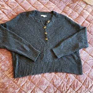 American Eagle Grey Speckled Cropped Sweater